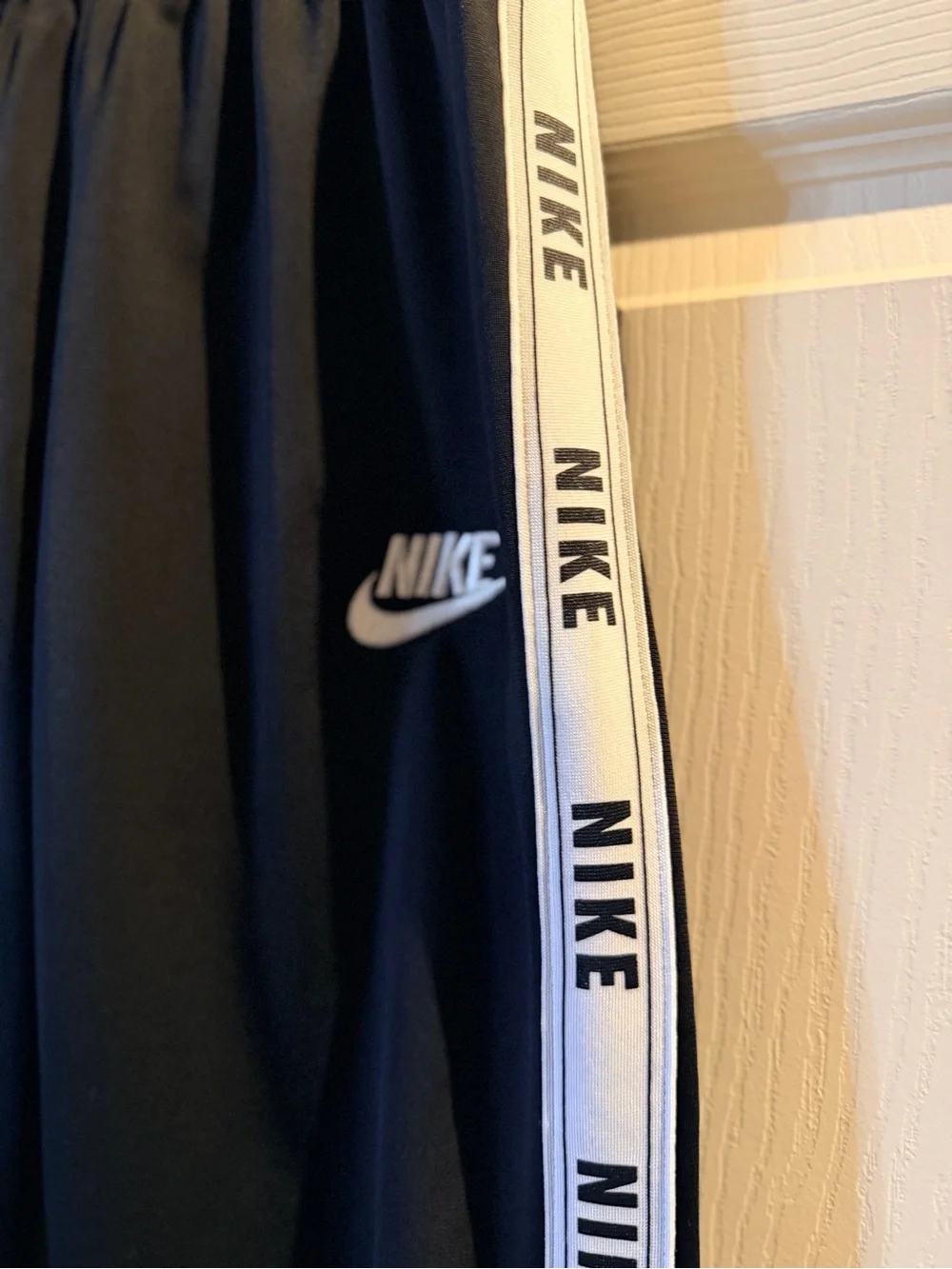 Nike Black Joggers with White Logo Tape